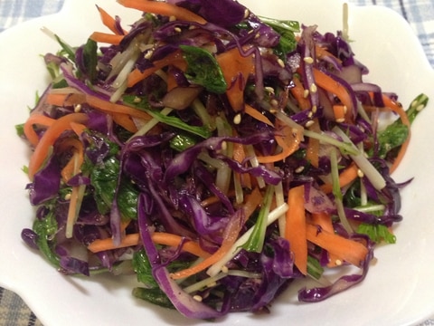 紫キャベツと水菜のサラダ♪